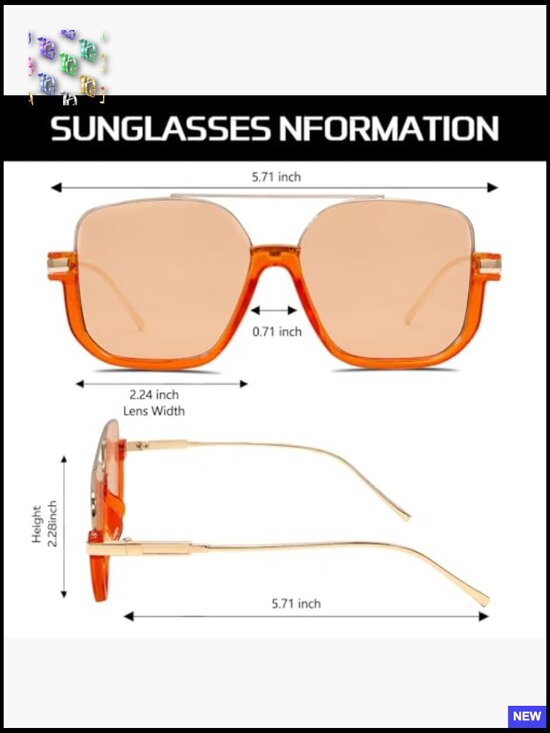 Oversized Retro Aviator Sunglasses Double Bridge Pilot Square Frame Unisex